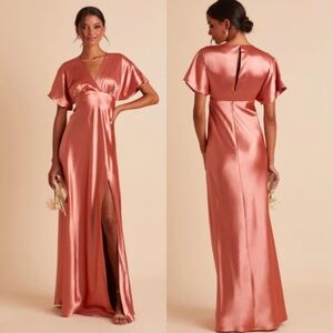 Birdy Grey Jesse Kimono Satin Dress Women's Small Terracotta Maxi Dress Golden 3